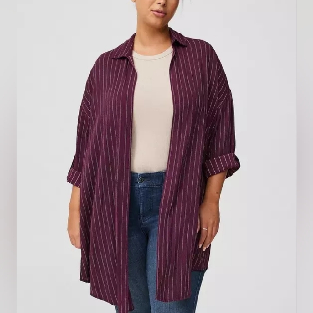 Torrid Gauze Open Front Shirt Kimono 0X